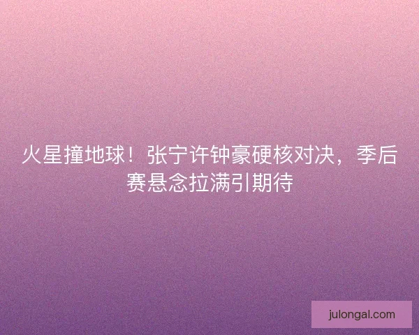 火星撞地球！张宁许钟豪硬核对决，季后赛悬念拉满引期待